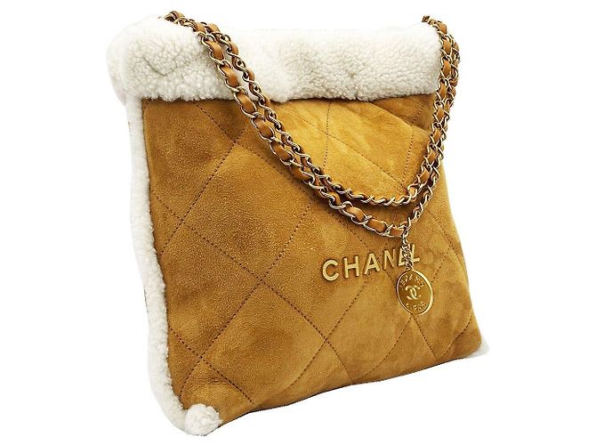 Chanel Camel Mustang Ecru Vintage Gold-tone Schultertasche Medium Braun - Ansicht 4