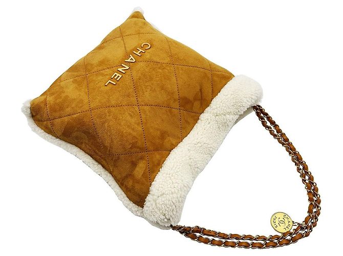Chanel Camel Mustang Ecru Vintage Gold-tone Schultertasche Medium Braun - Ansicht 6