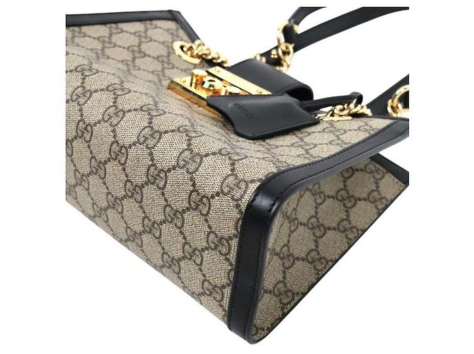 Gucci Borsa a tracolla Black GG Supreme Padlock Chain Marrone - vista 10