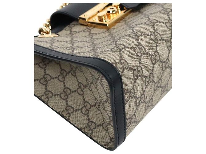 Gucci Borsa a tracolla Black GG Supreme Padlock Chain Marrone - vista 9