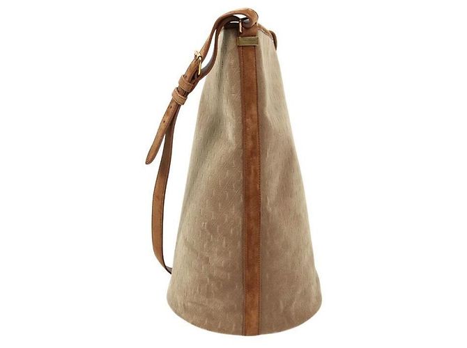 Saint Laurent Borsa a tracolla bucket in velluto monogramma marrone - vista 2