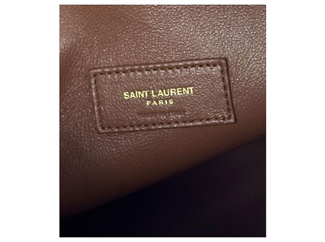 Saint Laurent Borsa a tracolla bucket in velluto monogramma marrone - vista 6