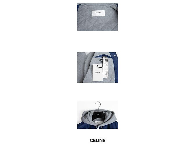 Céline Giacca Teddy in nylon oversize con cappuccio Blu - vista 5