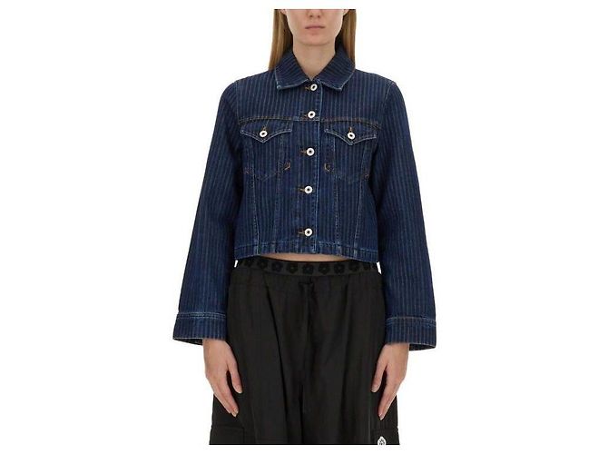 Kenzo Chaqueta Trucker a rayas Negro - vista 4
