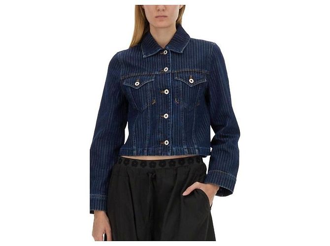 Kenzo Chaqueta Trucker a rayas Negro - vista 7