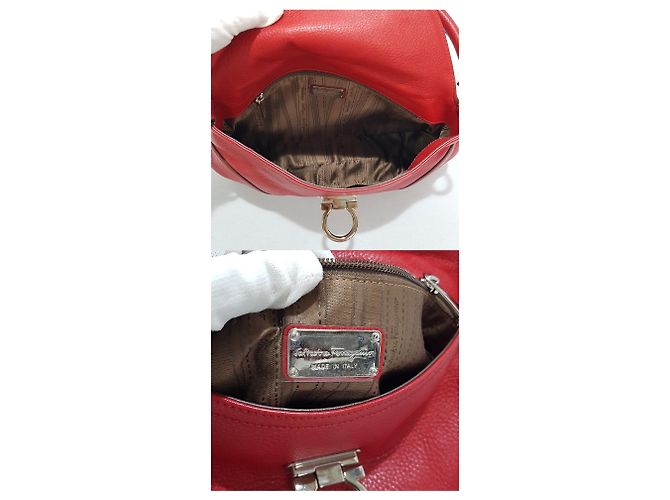 Salvatore Ferragamo Borsa a tracolla decorativa Gancini Rosso - vista 9