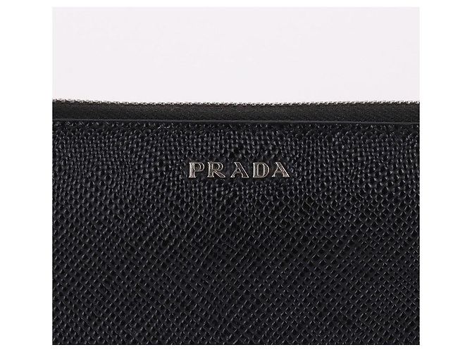 Prada Portafoglio lungo Saffiano nero con zip - vista 2
