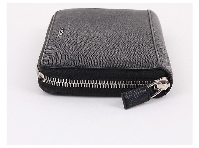 Prada Portafoglio lungo Saffiano nero con zip - vista 4