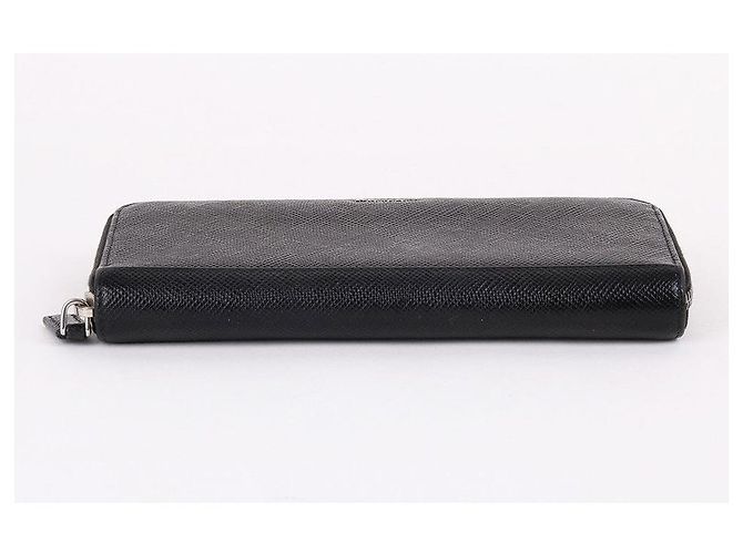 Prada Portafoglio lungo Saffiano nero con zip - vista 5