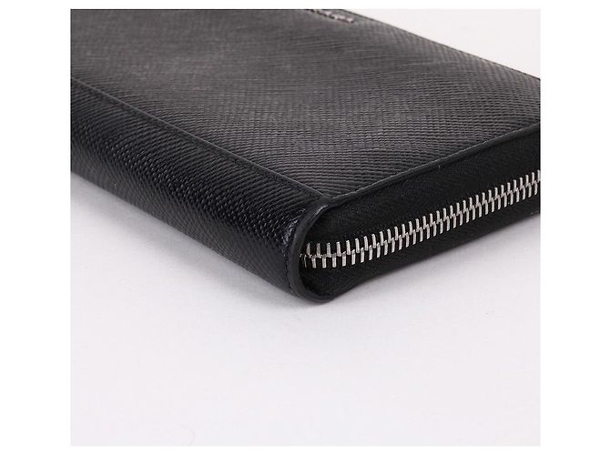 Prada Portafoglio lungo Saffiano nero con zip - vista 6