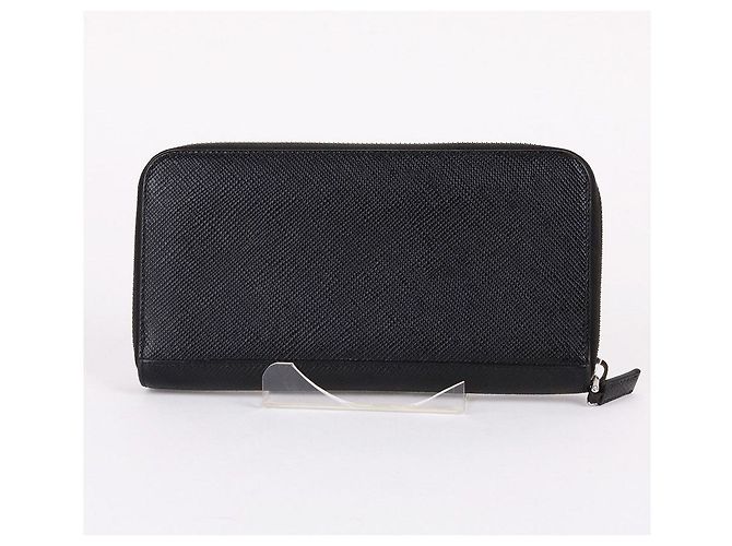 Prada Portafoglio lungo Saffiano nero con zip - vista 7