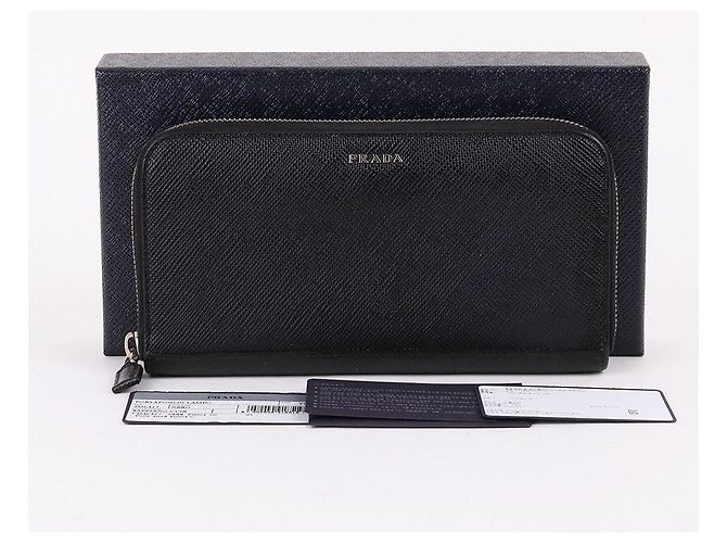 Prada Portafoglio lungo Saffiano nero con zip - vista 9