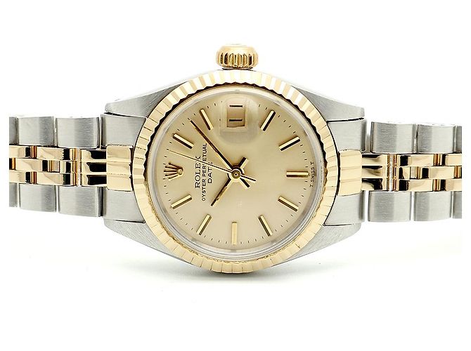 Rolex Orologio Vintage Datejust da Donna Combi Non Utilizzato Champagne Gold D'oro - vista 17