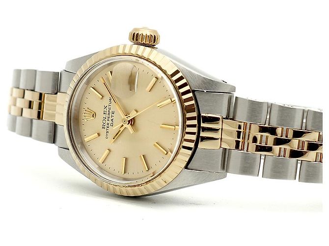 Rolex Orologio Vintage Datejust da Donna Combi Non Utilizzato Champagne Gold D'oro - vista 19