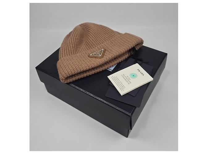 Prada Berretto in lana e cashmere con logo a triangolo Multicolore - vista 2