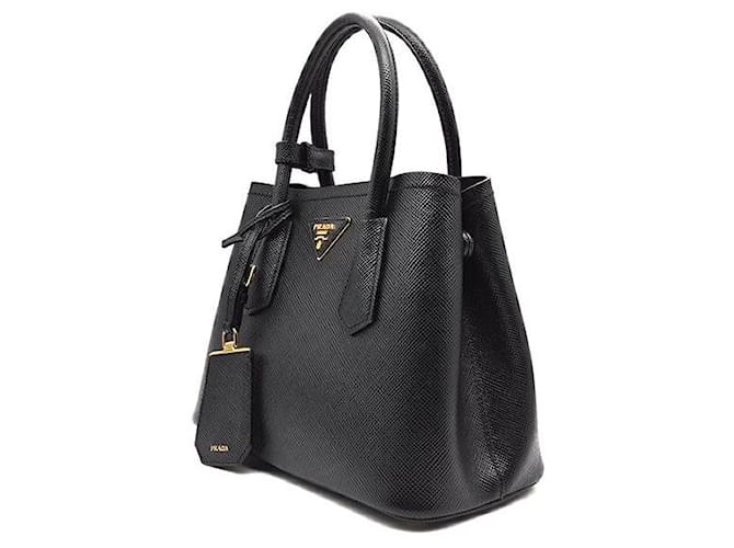 Prada Saffiano Double Tote e Shoulder Bag Small Nero - vista 2