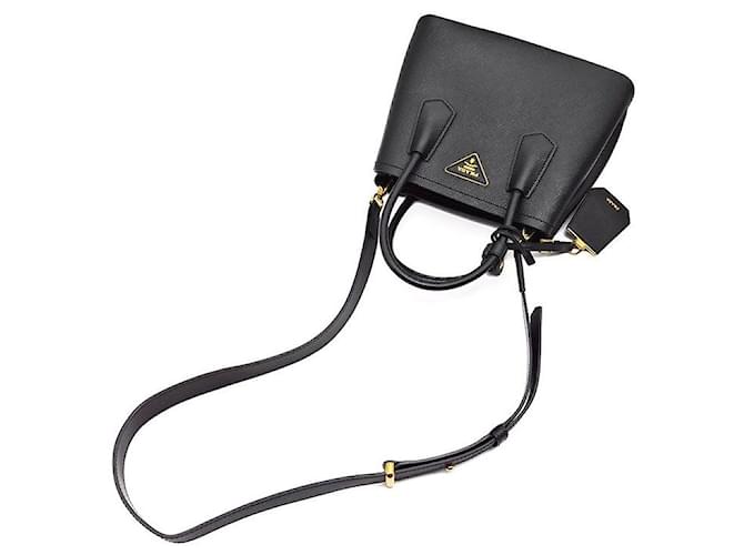 Prada Saffiano Double Tote e Shoulder Bag Small Nero - vista 4