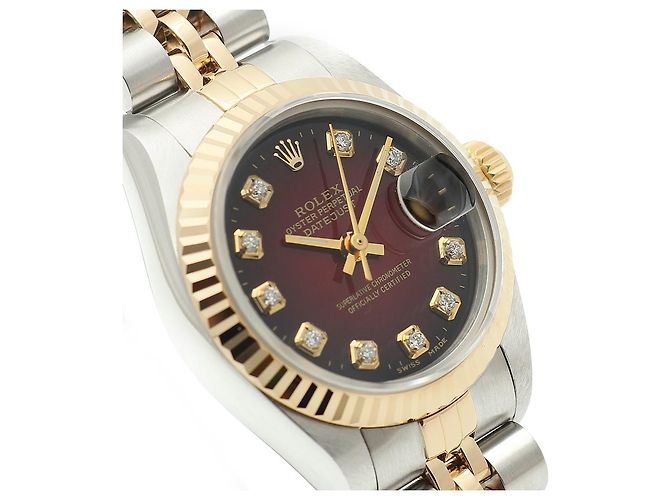 Rolex Relógio Datejust Feminino Combinação Borgonha com Diamantes Aftersetting Vermelho - vista 11