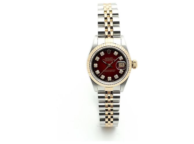 Rolex Relógio Datejust Feminino Combinação Borgonha com Diamantes Aftersetting Vermelho - vista 16