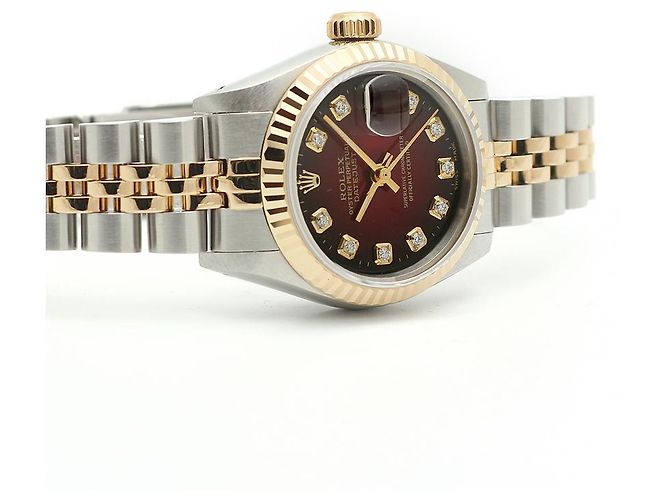 Rolex Relógio Datejust Feminino Combinação Borgonha com Diamantes Aftersetting Vermelho - vista 19
