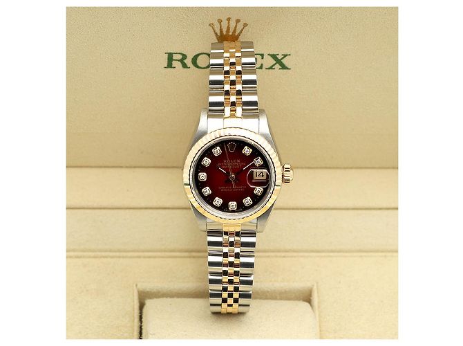 Rolex Relógio Datejust Feminino Combinação Borgonha com Diamantes Aftersetting Vermelho - vista 2