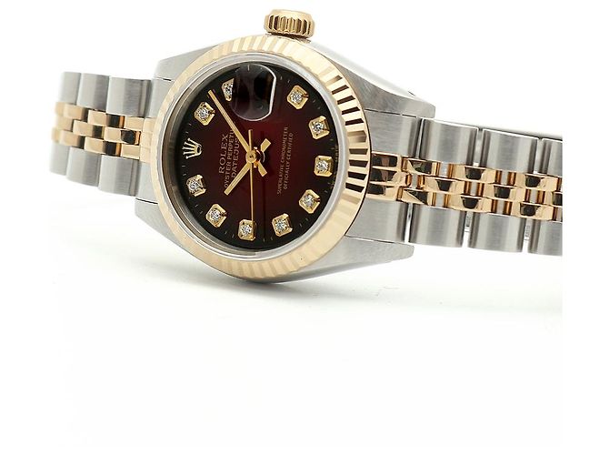 Rolex Relógio Datejust Feminino Combinação Borgonha com Diamantes Aftersetting Vermelho - vista 20