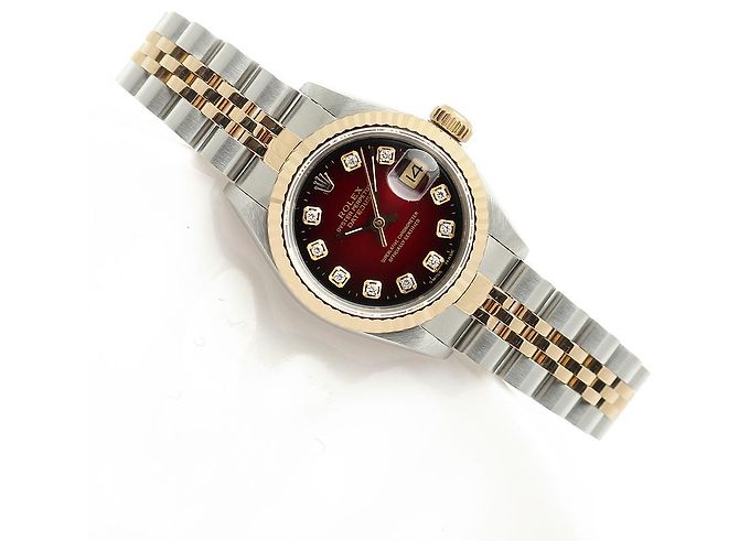 Rolex Relógio Datejust Feminino Combinação Borgonha com Diamantes Aftersetting Vermelho - vista 21