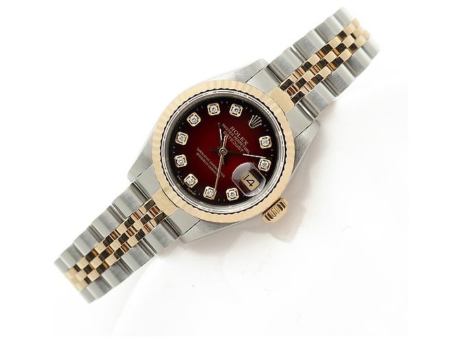 Rolex Relógio Datejust Feminino Combinação Borgonha com Diamantes Aftersetting Vermelho - vista 22
