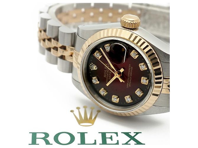 Rolex Relógio Datejust Feminino Combinação Borgonha com Diamantes Aftersetting Vermelho - vista 24