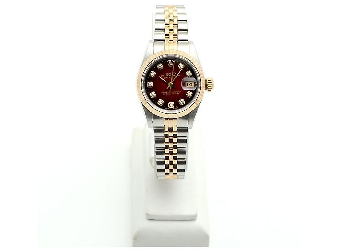 Rolex Relógio Datejust Feminino Combinação Borgonha com Diamantes Aftersetting Vermelho - vista 3