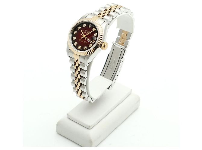 Rolex Relógio Datejust Feminino Combinação Borgonha com Diamantes Aftersetting Vermelho - vista 4