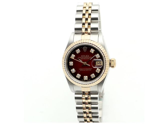 Rolex Relógio Datejust Feminino Combinação Borgonha com Diamantes Aftersetting Vermelho - vista 8
