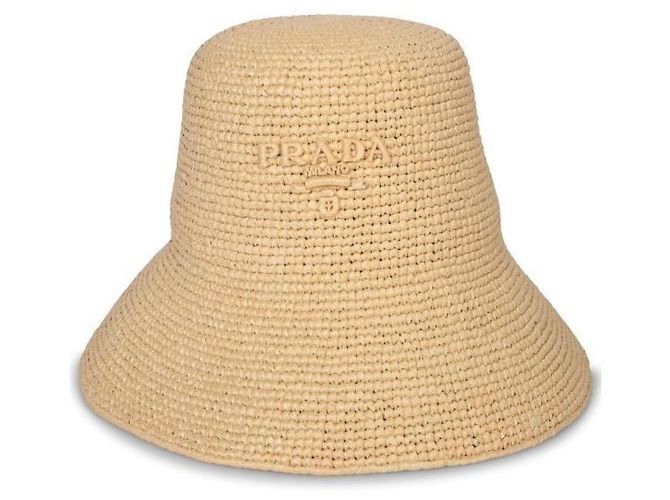 Prada Cappello bucket in rafia Arancione - vista 2