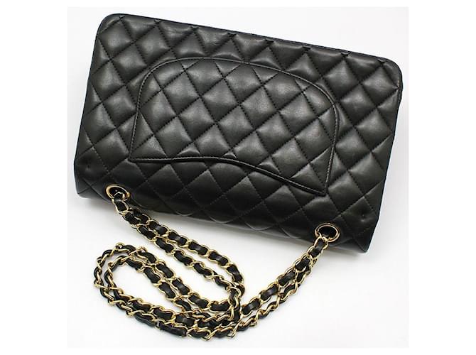Chanel Borsa a Spalla Classic Medium in Agnello Nero e Oro - vista 4
