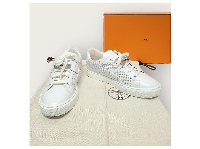 Hermès Sneakers White Silver Day Kelly Bianco - vista 8