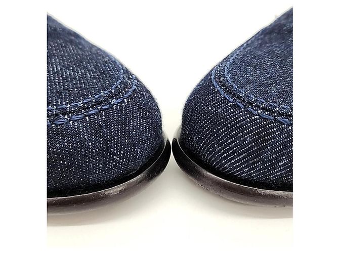Mocassino Kelly in denim Hermès Blu - vista 2