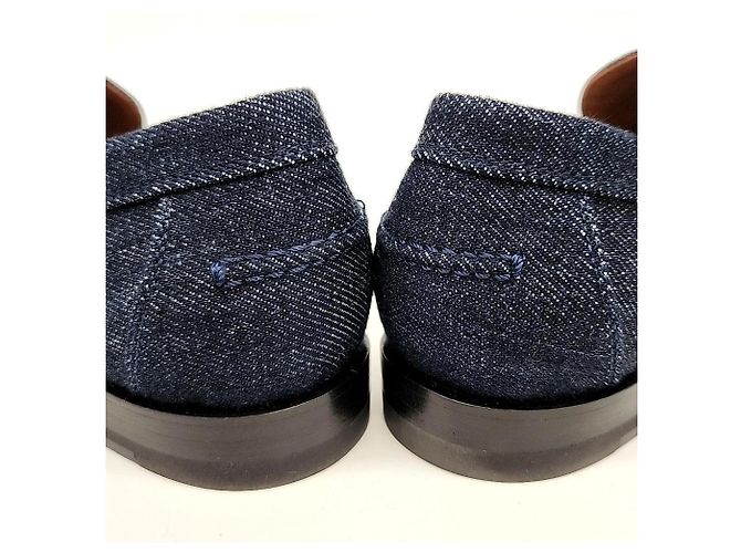 Mocassino Kelly in denim Hermès Blu - vista 3