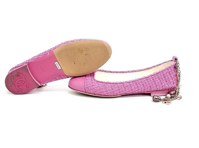 Mocassini in tweed Chanel Rosa - vista 4