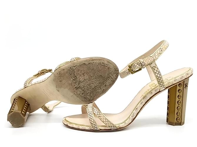 2.55 Chanel Python Sandals Orange - view 4
