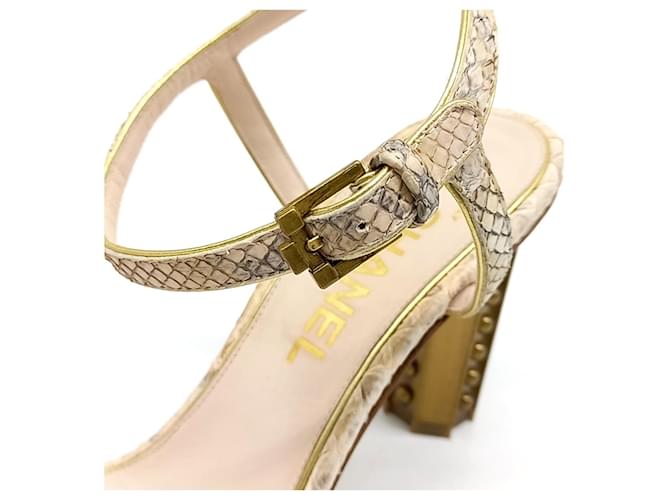 2.55 Chanel Python Sandals Orange - view 5