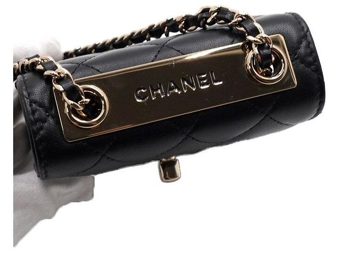 Trendy CC Chanel Mini borsa a tracolla in agnello nero trendy con catena dorata CC - vista 10