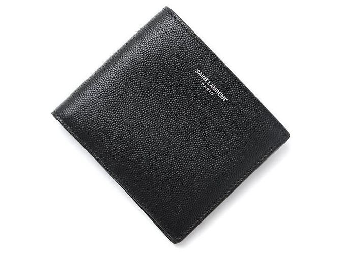 Saint Laurent Silver Logo Bi-Fold Wallet Black - view 3