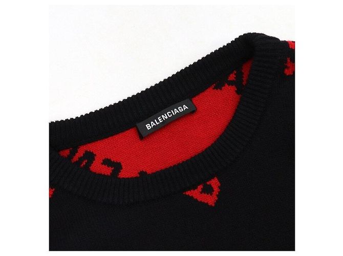 Balenciaga Schmaler Oversized-Strickpullover für Herren aus schwarzer Jacquard-Wolle - Ansicht 5