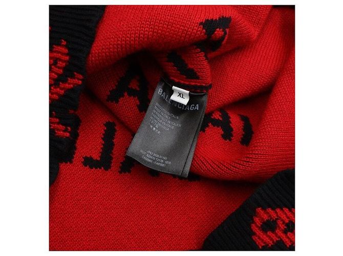 Balenciaga Schmaler Oversized-Strickpullover für Herren aus schwarzer Jacquard-Wolle - Ansicht 6