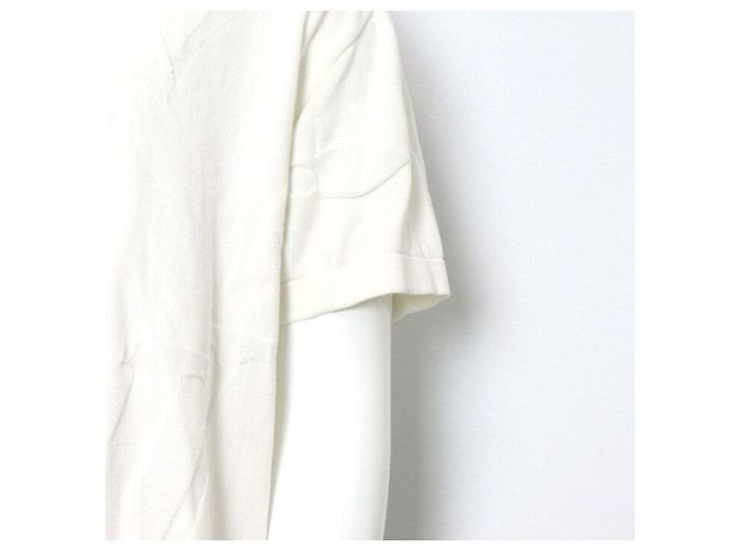 Louis Vuitton T-shirt a maniche corte da uomo in cotone con monogramma ricamato bianco - vista 3