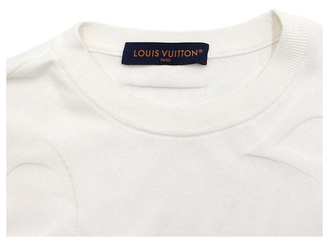 Louis Vuitton T-shirt a maniche corte da uomo in cotone con monogramma ricamato bianco - vista 5