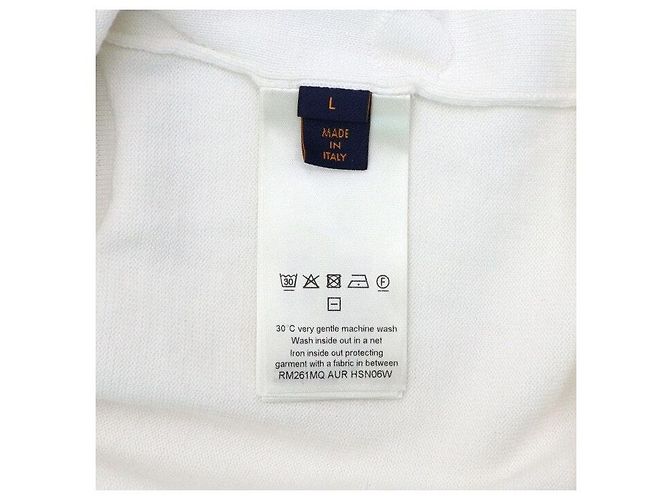 Louis Vuitton T-shirt a maniche corte da uomo in cotone con monogramma ricamato bianco - vista 6