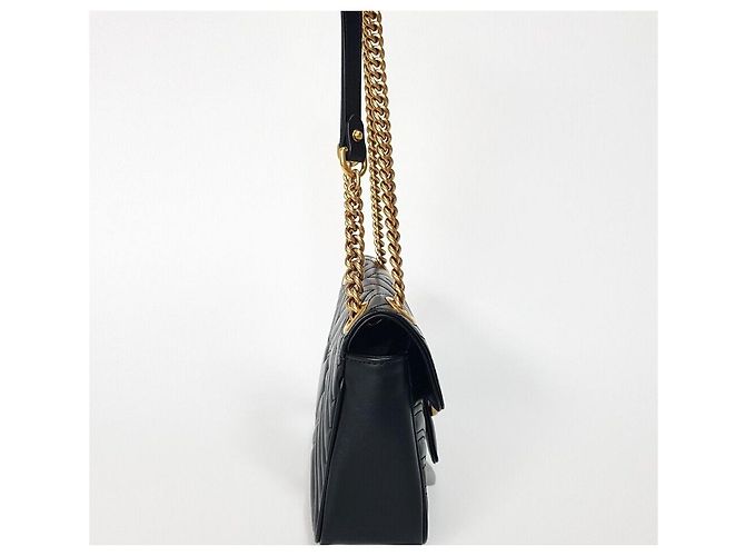 Gucci Borsa a Spalla Marmont Matelassé Medium Nero - vista 4
