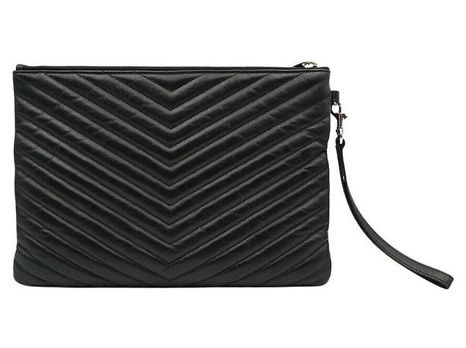 Saint Laurent Clutch Monogram New Medium Negro - vista 2