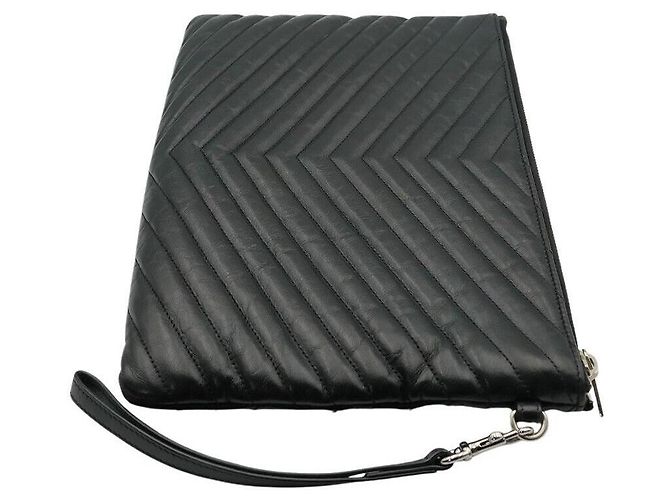 Saint Laurent Clutch Monogram New Medium Negro - vista 4